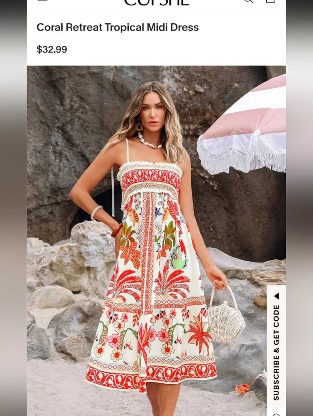 NWT Cupshe Coral Retreat Tropical Dress Size L